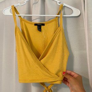 forever 21 yellow wrap tank top